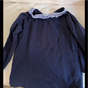 Crewcuts sweatshirt with blue/white striped ruffle